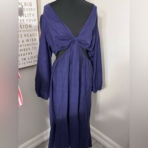 a new day Purple Cutout Tie-Front Long Sleeve Maxi Dress